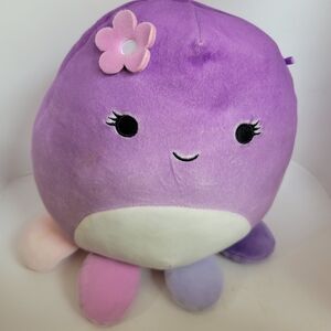 Squishmallow 8" Violet Octopus with Flower Purple Plush Kellytoy Soft Cuddly